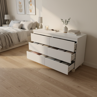 Commode en bois blanche à 6 tiroirs, meuble de rangement pour chambre à coucher et salon