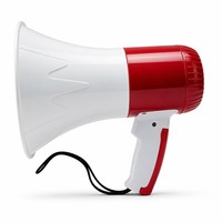 Mégaphone portable 25W 5.0 avec haut-parleur, enregistrement sur carte USB/TF, alarme, rouge et blanc