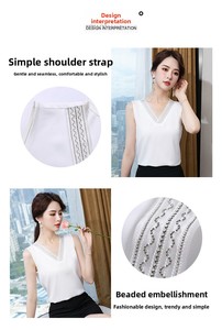Kamisol Satin Baru Wanita Pakaian <span class=keywords><strong>Formal</strong></span> Profesional Atasan Tanpa Lengan V-neck Elegan Seksi OL Gaun Komuter Lapisan Dasar Musim Panas - Product Image 5