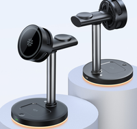 25W Magnetisches 3-in-1 Kabelloses Ladegerät mit LED-Licht Schnelles Laden und Kühlung für Handy Smartwatch Kopfhörer