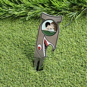 Yeni nokta Golf hediyesi yaratıcı köpekbalığı yeşil çatal Metal top çatal kap klip işareti hediye kutu seti