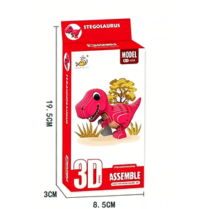 Modèle de <span class=keywords><strong>puzzle</strong></span> dinosaure en carton 3D à faire soi-même, série de dinosaures de dessin animé à assembler soi-même, jouets Carnotaurus en carton pour filles - Product Image 5