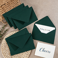 Enveloppes épaisses de couleur vert foncé à texture tactile, enveloppes d'invitation de luxe avec sceau de cire pour lettres d'amour manuscrites et Noël