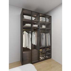 Armoires modernes d'usine, design luxueux, dressing en bois avec 4 portes en verre - Product Image 6