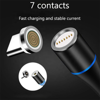 Cable de Datos Magnético con Luz LED 3 en 1 de 2 Metros y 6.6 Pies, Carga Rápida, Rotación Libre de 360 Grados, Cable USB Magnético