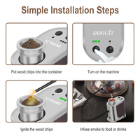 Fumeur à cocktails Boruit BQ500 avec copeaux de bois, rechargeable par USB, pour aliments et boissons, pistolet à fumer portable, machine à infuser de la fumée