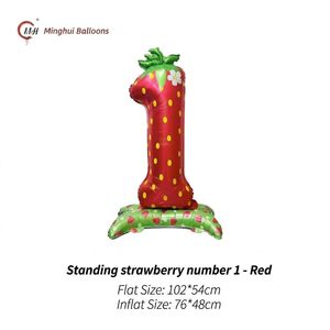 Palloncino in Alluminio a Forma di Torta di <span class=keywords><strong>Compleanno</strong></span>, Numero 1 a Forma di Fragola, Palloncino in Foil per il Primo <span class=keywords><strong>Compleanno</strong></span> del Bambino - Product Image 6