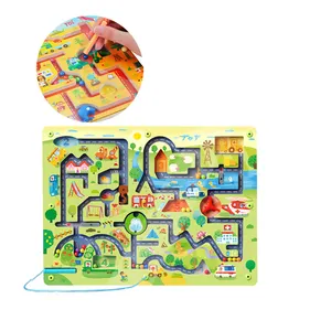 Baguette magnétique en bois labyrinthe jeu de société jeu d'activité jouets éducatifs jouets de voyage pour enfants de 3 ans et plus