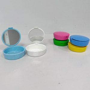 <b>Denture</b> Storage <b>Box</b> Round Portable PP Colored Teeth Retainer Case For Adults - Product Image 3