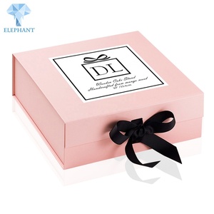 Custom Logo Design Flip-open Pink Wedding <b>Party</b> Luxury Gift <b>Box</b> With Bow Ribbons - Product Image 2