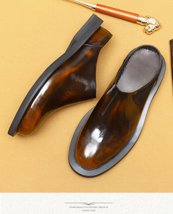 High Quality Spring Autumn Fashion Leather Baotou Shoes Waterproof Business Casual <b>Half</b>-Slippers Couple Lazy Shoes - Product Image 4
