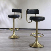 Tabouret de bar pivotant moderne et simple, design élégant, en bois massif, acier inoxydable, cuir, pour salon, maison, hôtel, salle à manger, meubles