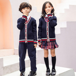 International Maternelle École <span class=keywords><strong>Cardigan</strong></span> Bleu Noir Manteau Enfants Uniforme 100% Coton Marine École Cardigans - Product Image 3