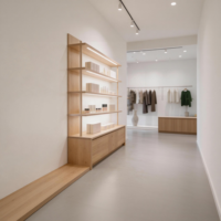 Support d'affichage de cosmétiques en bois personnalisé, éclairage LED écologique, étagères de magasin, présentoir de boutique