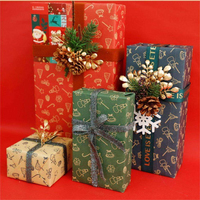 Nouveau papier d'emballage pour bouquets de Noël, papier d'emballage kraft pour anniversaire, décorations de Noël style vintage