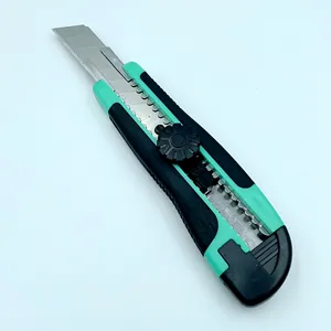 0.6 मिमी मोटाई 18 मिमी ब्लेड स्नैप ऑफ यूटिलिटी चाकू एबीएस रबर पकड़ वापस लेने योग्य बॉक्स कटर मैनुअल कटिंग चाकू