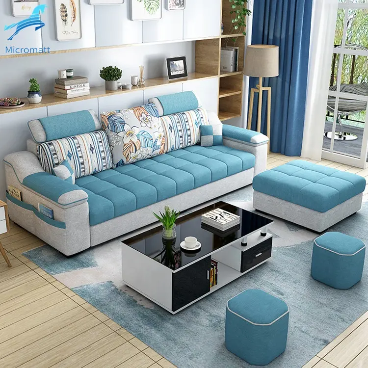 Customizable Modern Concise Style Fabric Double Color Living Room Furniture 3 seaters Office Sofa