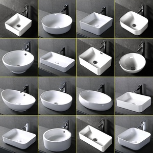 Lavabo da Appoggio Quadrato in Ceramica di <span class=keywords><strong>Piccole</strong></span> <span class=keywords><strong>Dimensioni</strong></span> con Foro Singolo per Balcone e Bagno - Product Image 5