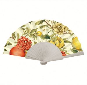 Éventail pliant artisanal en bois, portable, avec motif peint, 33 cm, souvenir pour la décoration de la maison - Product Image 5