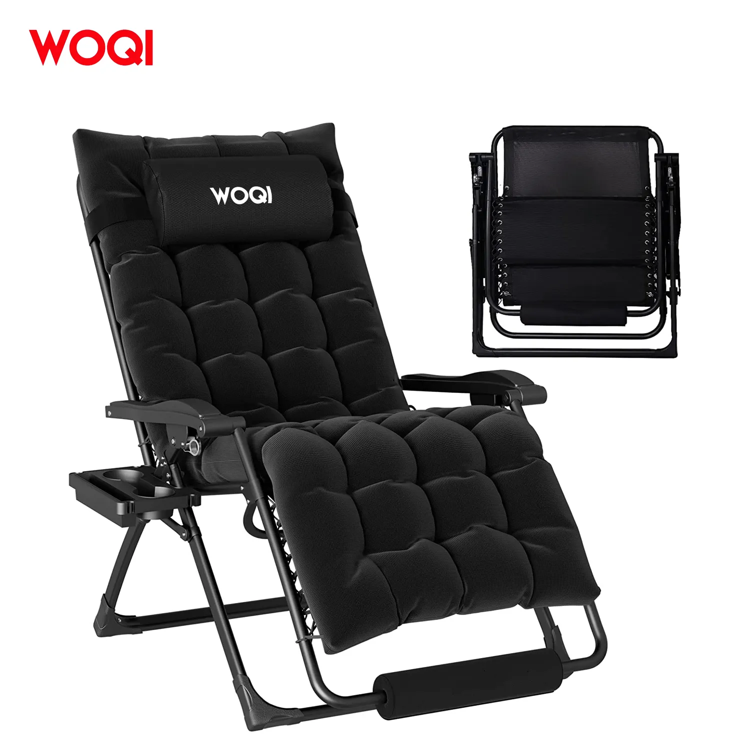 WOQI Zero Gravity Lounge Chairs Recliner Outdoor Beach Patio Garden Folding Chair with head cushion