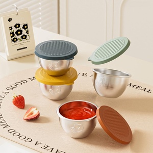 Contenant à sauce rond en acier inoxydable de 70 ml avec couvercle, pour vinaigrette, ketchup, sauce, bol de trempage, style américain - Product Image 2