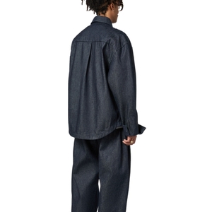 Veste longue en jean et toile pour homme, 100 % coton, à capuche, écologique, style streetwear, poches discrètes, motif lettres, vente en gros - Product Image 4