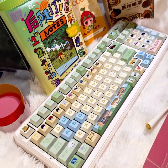 Cute Cartoon Theme Sunny PBT Heat Sublimation Keycaps Full Set 128 Keys Mechanical Keyboard Customized for Girls