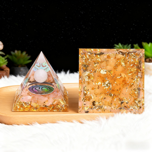 50mm 혼합 재료 다채로운 자연 치유 크리스탈 원시 돌 오르고나이트 피라미드 긍정적 인 에너지 7 차크라 돌 피라미드 - Product Image 2