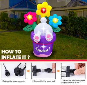 <span class=keywords><strong>Coniglietto</strong></span> e Fiori Gonfiabili 2025 con Luci LED Colorate, Decorazione per Celebrazioni Pasquali, Articoli per Feste Stagionali - Product Image 3