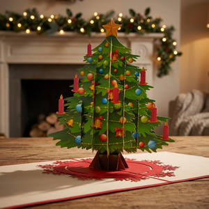 Carte pop-up 3D grand format Arbre de Noël fait main, design personnalisé, cadeau de Noël du Vietnam, produit phare tendance - Product Image 3