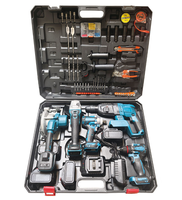 Kit combiné d'outils électriques sans fil 5-en-1 : perceuse électrique, scie circulaire, meuleuse et plus – Batterie au lithium, mallette de transport rigide pour la maison