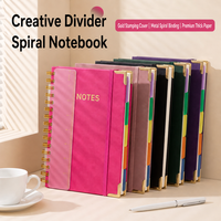 Carnet à spirales A5 avec couverture en PU et règle, 200 pages, journal d'affaires