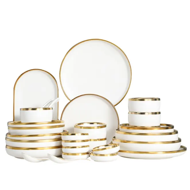 Wit Keramische Platen Set Servies Luxe Keramische 16 Pcs Diner Set Voor Thuis Restaurant