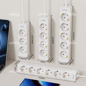 Multiprise de sécurité pour enfants avec prise européenne, 16A 3680W, multiprise haute puissance, distributeur d'énergie sécurisé pour la famille et le bureau - Product Image 3