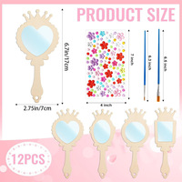 Miroir en bois à finir soi-même, miroir à main pour enfants, miroir de maquillage princesse, décoration de fête d'anniversaire pour enfants, cadeau pour filles
