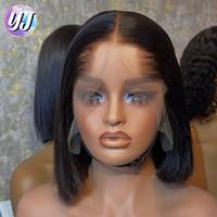 Perruque courte bob colorée sans colle, lace front brésilienne et péruvienne, coupe carrée, pour femmes noires, lace frontale colorée avec cheveux humains