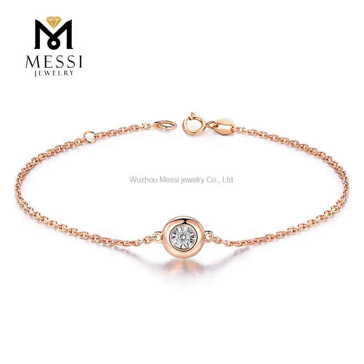 MS-163 Messi, Perhiasan Gelang Emas 0.5 Karat DEF VVS Moissanite Padat 10K 14K 18K