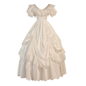 Robe de mariée florale légère, style antique français rétro, en <span class=keywords><strong>satin</strong></span>, coupe princesse, longueur ras du sol, manches bouffantes, col en V - Product Image 5