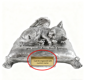 Urne commémorative personnalisée pour chat ange, chaton endormi en résine argentée avec <span class=keywords><strong>des</strong></span> ailes sur un oreiller, récipient personnalisé pour les cendres d'animaux <span class=keywords><strong>de</strong></span> compagnie - Product Image 5