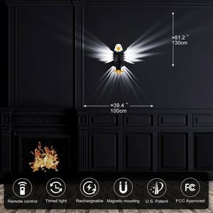 High Quality Magnetic Eagle LED Night Light Rechargeable Wall <b>Lamp</b> <b>with</b> Remote Control <b>Timer</b> Decorative Bedroom Night <b>Lamp</b> - Product Image 6