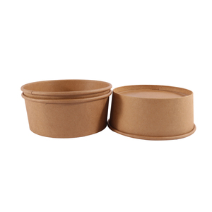 Eco-friendly Disposable Kraft Paper Bowl Packaging Cup Take Away Salad Bowl with Lid - Product Image 1