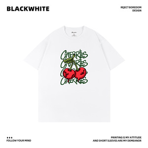 Camiseta de algodón 100% para hombre, color blanco y negro, manga corta, transpirable, Q226 - Product Image 3