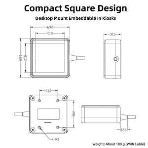 Módulo de Escaneo de Códigos de Barras Cuadrado Compacto LONVILL Global Shutter de 640x480 Píxeles y 69x69 mm con Tres Modos de Escaneo para Venta Automática - Product Image 2