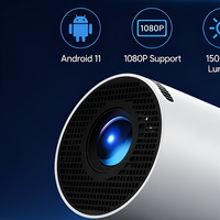 Projecteur intelligent Android 11 HY300 Pro+ 4K avec prise en charge 1080P, portable, extérieur, Full HD pour l'éducation et les entreprises