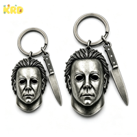 Porte-clés Masque d'horreur d'Halloween, Pendentif Parodie Cartoon, Accessoires pour Sac à Dos d'Étudiant, Cadeaux de Fête