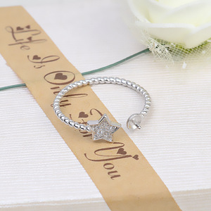 Anillo Abierto Simple S925 con 5-8 Solapas para DIY, Accesorios de Joyería con Perlas, Estrella de Cinco Puntas, Espiral, 83 Soportes Vacíos - Product Image 4