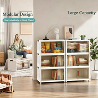 Armoire de rangement en plastique combinée avec panneau frontal transparent pour le rangement des textiles et des articles divers dans la chambre