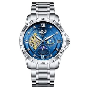 Reloj Mecánico Automático de Lujo para Hombre, con Esfera Estrellada, Visualización de 24 Horas, Fase Lunar, Resistente al Agua, Luminoso, con Movimiento de Esqueleto - Product Image 4