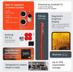 هاتف CMF الأصلي <span class=keywords><strong>2</strong></span> برو 5G الذكي 50 واط شحن فائق بطارية mAh هاتف محمول أندرويد 15 عدسة قابلة للتبديل - Product Image 6