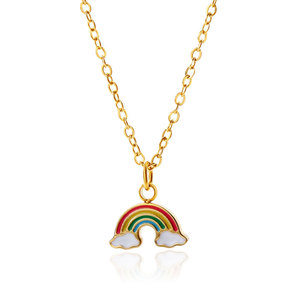Collar Bohemio de Acero Inoxidable 316 Resistente al Agua, Chapado en Oro de 14k y 18k, con Diseño de Arcoíris Colorido para Mujer - Product Image 5